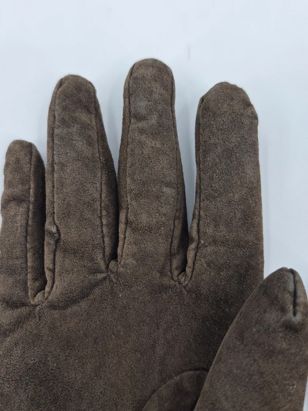 Womens XL Gloves Genuine Leather Suede Brown Polyester Fur Lined Snug Fit